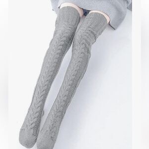 Pcavin Women's Thigh High Socks Over the Knee Cable Knit Boot Socks,